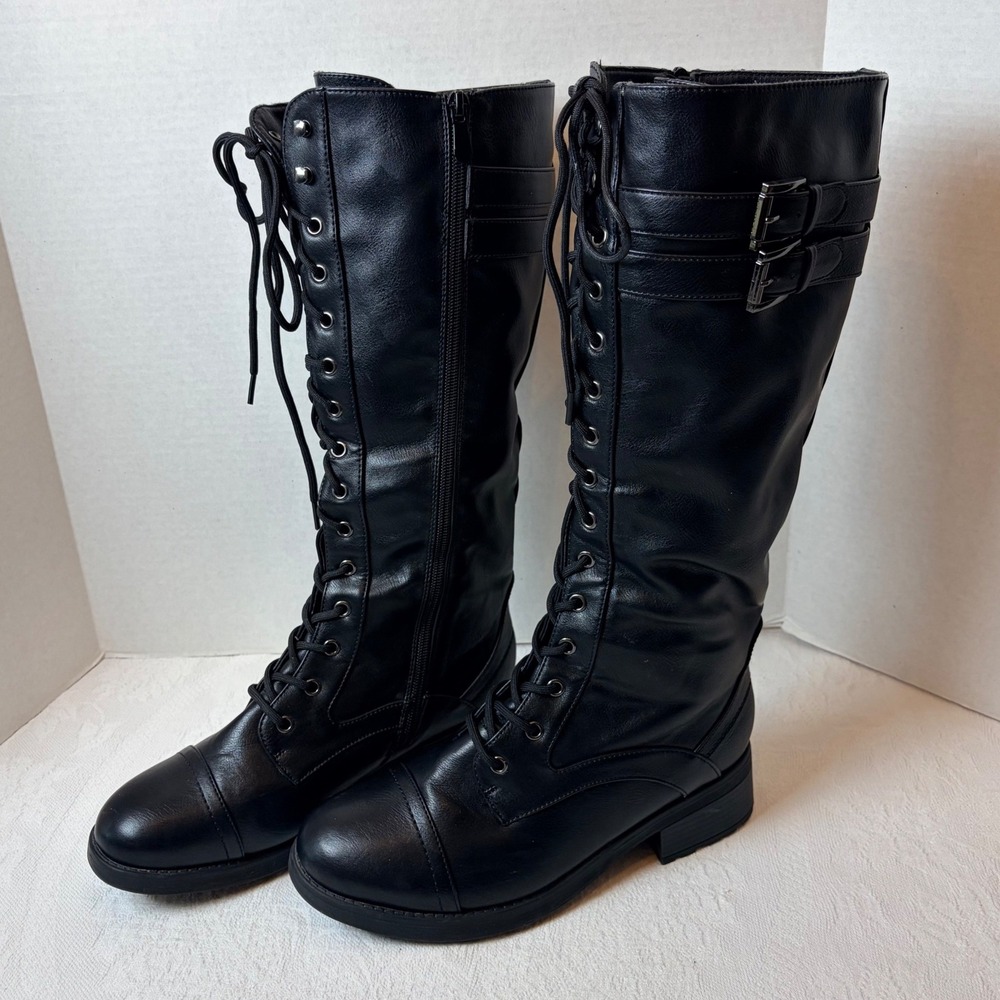 Women Faux Fur Lined Knee High Riding Combat Boots Shoe Size 9.5 Dream Pairs